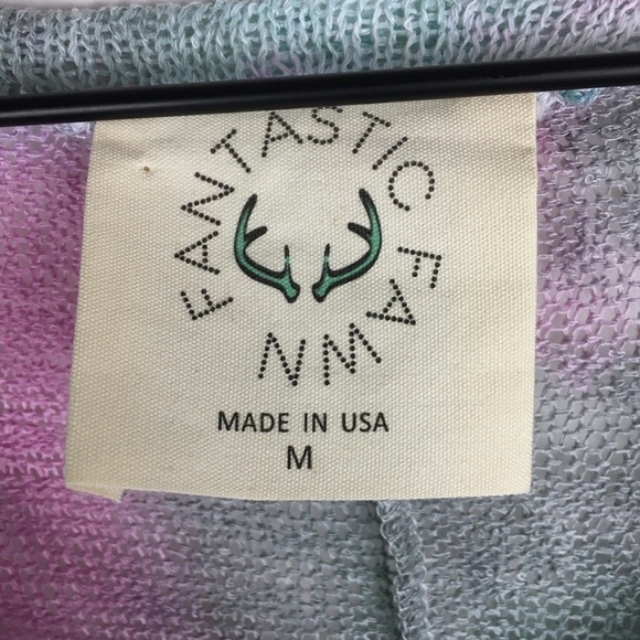 FANTASTIC FAWN Sweater Loose Knit Tie Dye Boho Pastel 3/4 Sleeve Size Medium - Picture 6 of 12